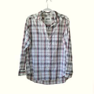 Grayson Anthropologie Plaid Lightweight Button up Vneck Western Shirt large